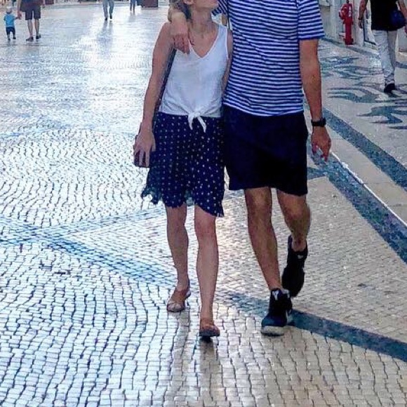 ANTHROPOLOGIE Ruffle Mini Skirt- Navy & White Polka Dots - Picture 4 of 4